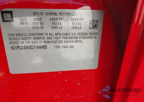 2016 Chevrolet Cruze Limited Ls Auto from USA, damaged, VIN 1G1PC5SH0G7144485